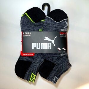 Puma men’s low cut socks 6 pack size 8-12 black gray yellow